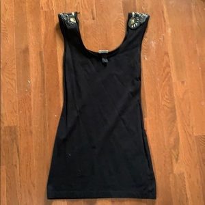 Black Shoulder embellished mini dress